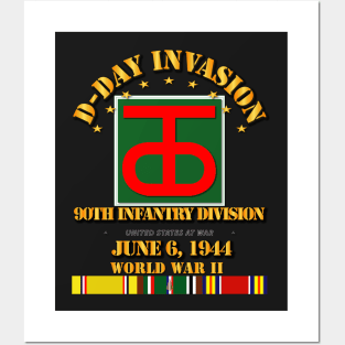 90th Infantry Div - D Day w Svc Ribbons Posters and Art